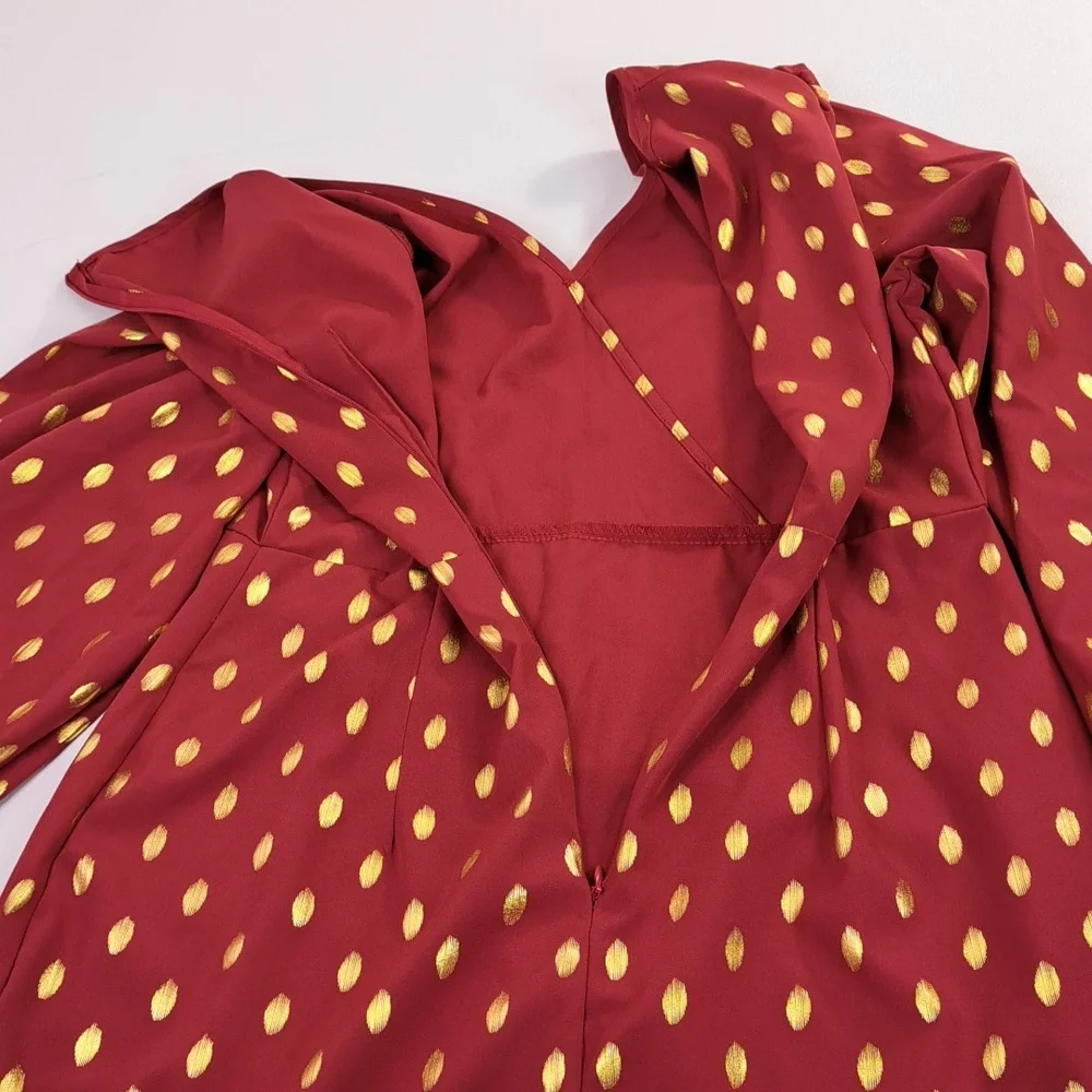 SHEIN Gold Dots Burgundy Red Tunic Size XL US 12 - Picture 12 of 15